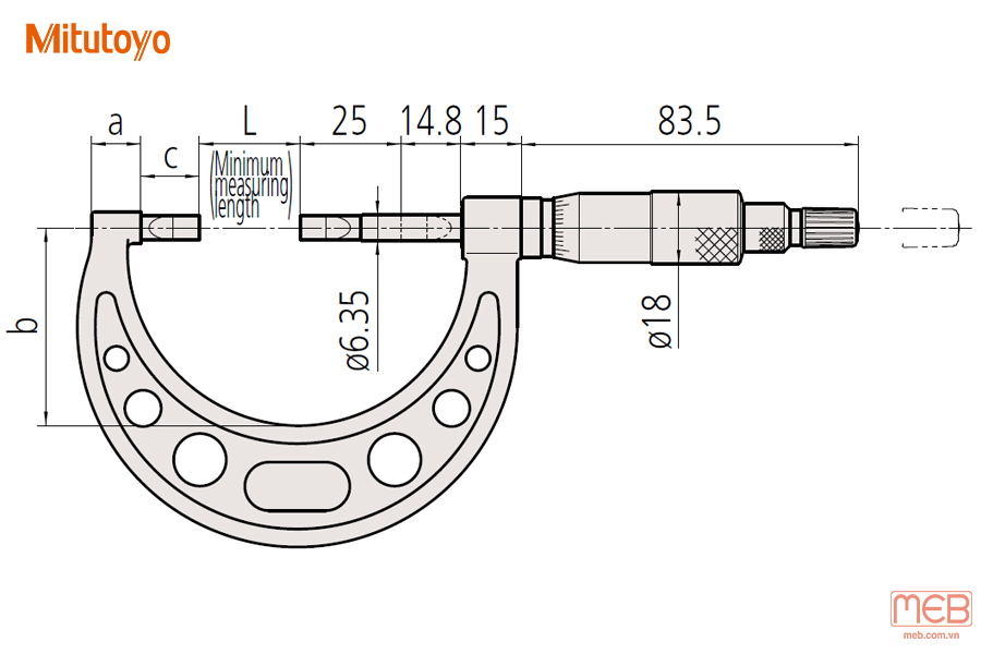 Panme đo ngoài cơ khí series 122 Mitutoyo